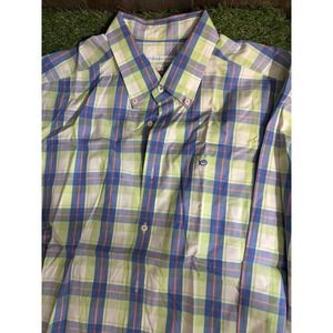 Southern Tide Men's Button Down Shirt 2XL Tailored Fit‎ – Green Blue Plaid